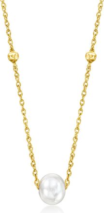 RS Pure by Ross-Simons 4-5mm Cultured Pearl Station Necklace in 14kt Yellow Gold