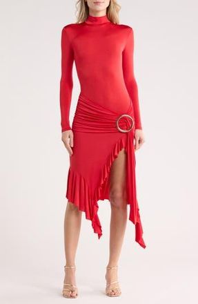 Desigual Draped Long Sleeve Maxi Dress in Bright Red at Nordstrom Rack, Size X-Small