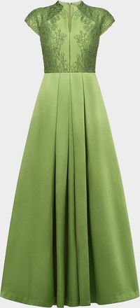 Kay Unger Wrenley Beaded Duchess Satin Gown