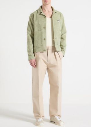 Mani&egrave;re De Voir Michel Relaxed Suede Jacket in Sage at Nordstrom, Size Xx-Large