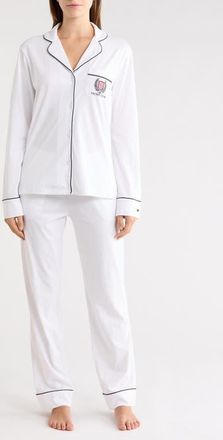 Petite Plume Yacht Club Embroidery Pima Cotton Pajamas in White at Nordstrom, Size X-Small