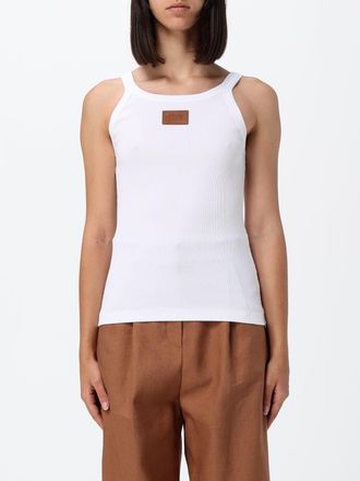 Fendi Top slim fit in cotone con spalline e logo applicato