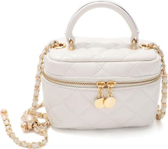 Adornia White Cushion Quilted Top Handle Bag with Adjustable Strap