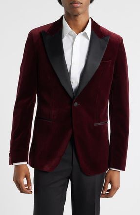 BOSS Hutson Cotton Velvet Dinner Jacket in Dark Red at Nordstrom, Size 38 Regular