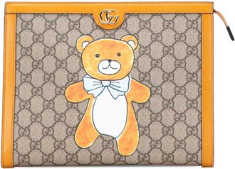 Gucci Beige Orange Pvc Leather Clutch Bag (Pre-Owned)