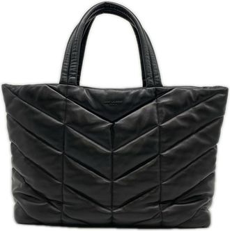Saint Laurent Black Leather Handbag Tote Bag (Pre-Owned)