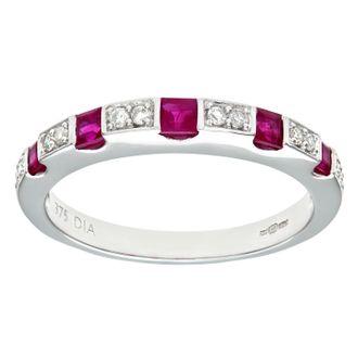 Diamant L'éternel Dames 9ct witgoud diamant en robijn eeuwigheidsring