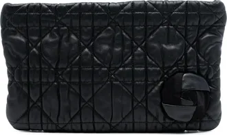 Dior Tweedehands Kalfsleren Cannage Roze Clutch