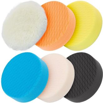 OEM Set Di 6 Tamponi Per Lucidatura, 5,6 Pollici X 140 Mm, Per Targhe Posteriori Da 5 Pollici - Tamponi In Spugna E Lana - Kit Di Tamponi Per Lucidatura A