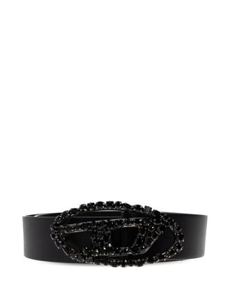 Diesel B-1DR oval logo belt - women - Calf Leather - 75 - Black