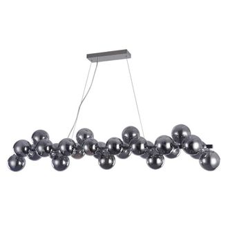 Netlighting Modern Hanging Pendant Chrome 25 Light with Smoky Shade G9 in Grey