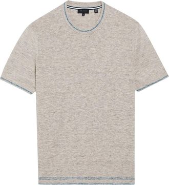 Ted Baker Eriks Regular T-shirt Met Textuur Aan De Voorkant, Naturelkleurig