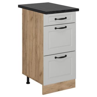 Vicco Mueble Bajo De Cocina R-line, Blanco Casa De Campo, 40 Cm Con Cajones, Et Antracita, Vicco