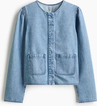 H&M Denimjacke mit Puff&auml;rmeln - Blue