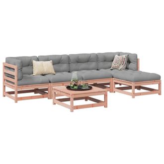 vidaXL Juego De Sof&aacute;s De Jard&iacute;n 6 Pzas Madera Maciza De Abeto Douglas Vidaxl