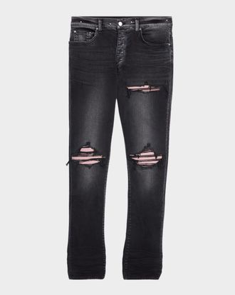 Amiri Men & apos;s Mx1 Ultrasuede-Repaired Stretch Denim Jeans