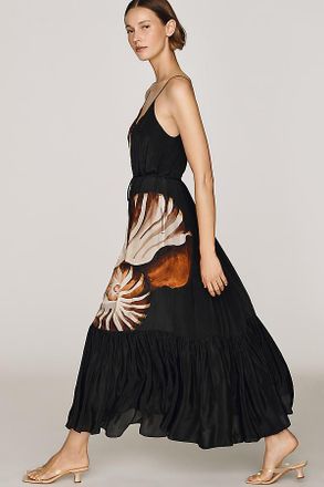 Farm Rio Ammonite Scoop-Neck Midi Dress