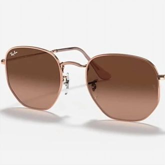 Ray-Ban Womens Hexagonal Gradient Lens Sunglasses In Copper/brown
