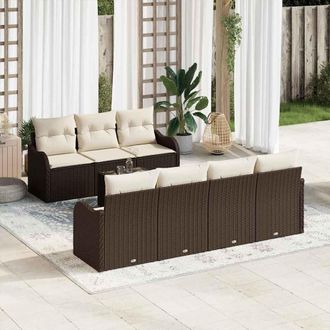 vidaXL Vidaxl - Set Divano Da Giardino 8 Pcs Marrone, Crema 55 X 55 X 37 Cm