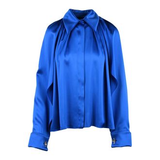 Max Mara Shirts, female, Blue, Size: L Camicia in Satin