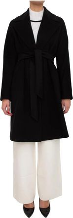 Max Mara Dravenna Wollen Jas - Dames - Jas met riem - Zwart - L - Wol - Jassen