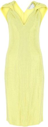 Bottega Veneta Yellow Embellished Viscose Blend Dress