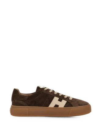 Hogan Brown Suede Low-Top Sneakers With Cream Logo