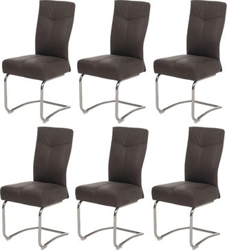 Hhg [nunca Usado] Juego De 6 Sillas De Comedor Hhg-710, Silla De Cocina Basculante, Aspecto Ante Textil, Gris