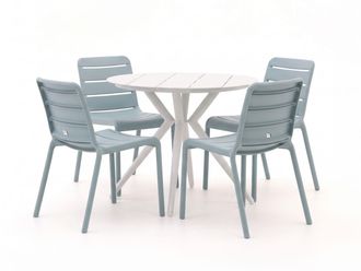 Forza Furniture Forza Narni/Sora &oslash; 90cm dining tuinset 5-delig stapelbaar