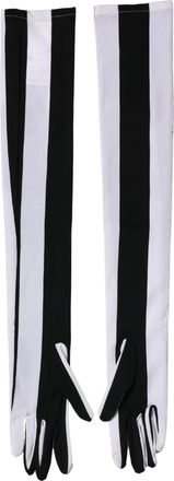 Dolce & Gabbana Black White Stripes Nylon Elbow Length Women Womens Gloves