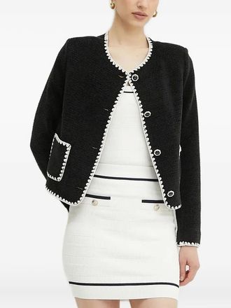 Guess Co whiptstich-trimmed twill jacket - women - Polyamide/Polyester/Viscose/Polyester - L - Black