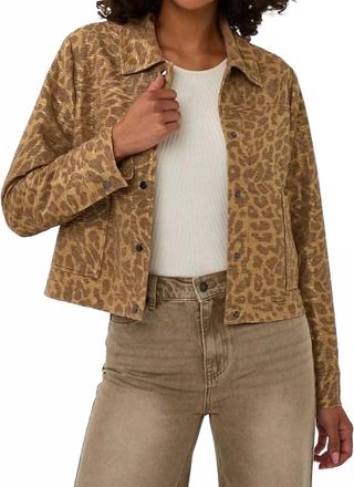 Esqualo Liselotte Leopard Jacket In Golden Olive