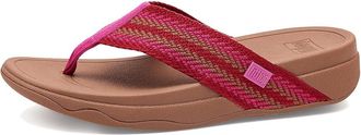 FitFlop Surfa Stripe-Webbing Toe-Post Sandals Womens Wedge Shoes Fuchsia Rush Mix : 10 M (B), Synthetic