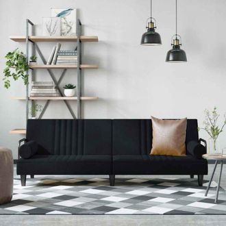vidaXL Divano Letto con Braccioli Nero in Velluto vidaXL