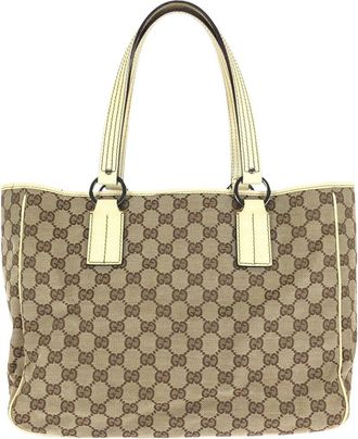 Gucci Beige Gg Canvas & Leather Tote (Authentic Pre-Loved)