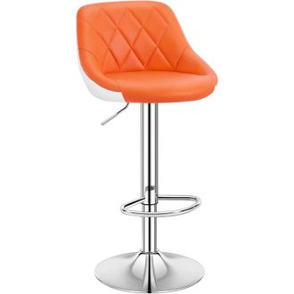 Woltu 1 pcs bar stools Faux Leather Kitchen stools barstools Seat Adjust 60-82cm Orange