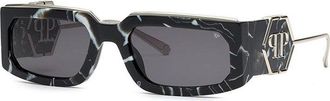Philipp Plein SPP119M Rose Venus 0Z21 Shiny Black Marble/Silver/Smoke