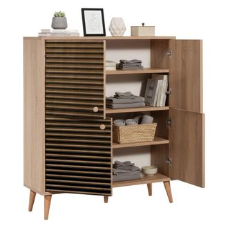 Dmora Aparador Canopo, Buf&eacute; De Sal&oacute;n, Aparador De Sal&oacute;n, Despensa De Cocina, 95x36h111 Cm, Roble, Con Embalaje Reforzado - Dmora
