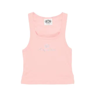 Sporty & Rich Juicy Rhinestone-embellished Cropped Tank Top