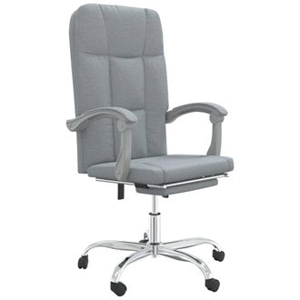vidaXL Silla De Oficina Reclinable De Tela Gris Claro Vidaxl
