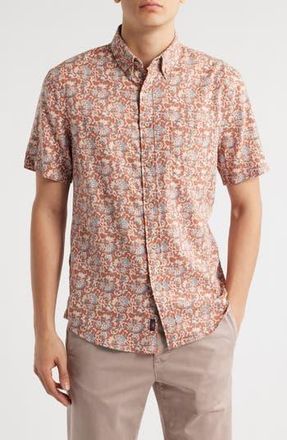 Faherty Breeze Short Sleeve Button-Down Shirt in Clay Oceanside Floral at Nordstrom Rack, Size Medium