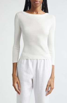 Poss&eacute; Aimee Knit Boat Neck Top in Ivory at Nordstrom, Size Xx-Large