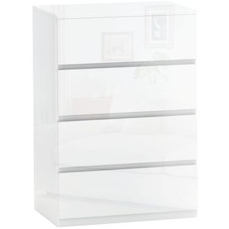HOMCOM C&oacute;moda con cajones 55x33x80 cm blanco brillante