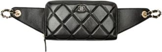 Chanel Pre-owned Waist Chain Wallet - Dames - Vintage Heuptassen - Zwart - ONE Size - Leer - Vintage