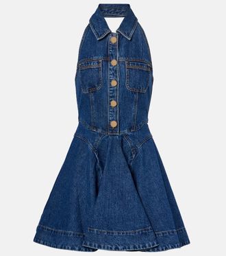 Self Portrait Flared denim midi dress