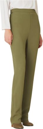 Manila Grace Rechte Cr&ecirc;pe Viscose Broek - Dames - Straight fit broeken - Groen - L - Broeken