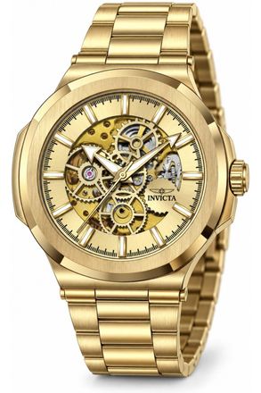 Invicta Objet D Art 70004 Herenhorloge - Automatisch Uurwerk - Staal met Gouden Wijzerplaat - 43 mm