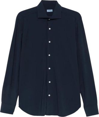 Barba Spread Collar Shirt - Heren - Zakelijke Overhemden - Blauw - S - Katoen - Overhemden