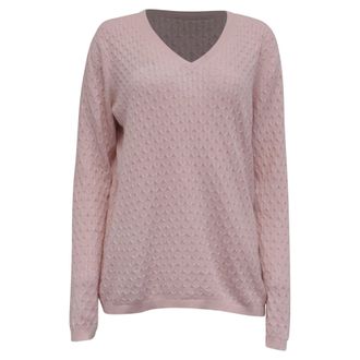 Tommy Hilfiger V-neck Cable Knit Sweater in Pink Cotton