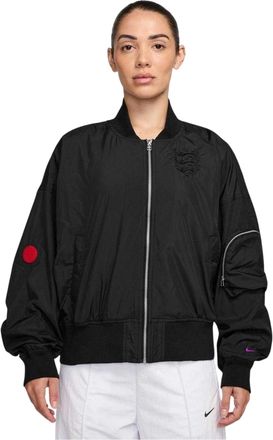 Nike Bomberjack voor dames met embleem en meshvoering (Zwart/Paars)